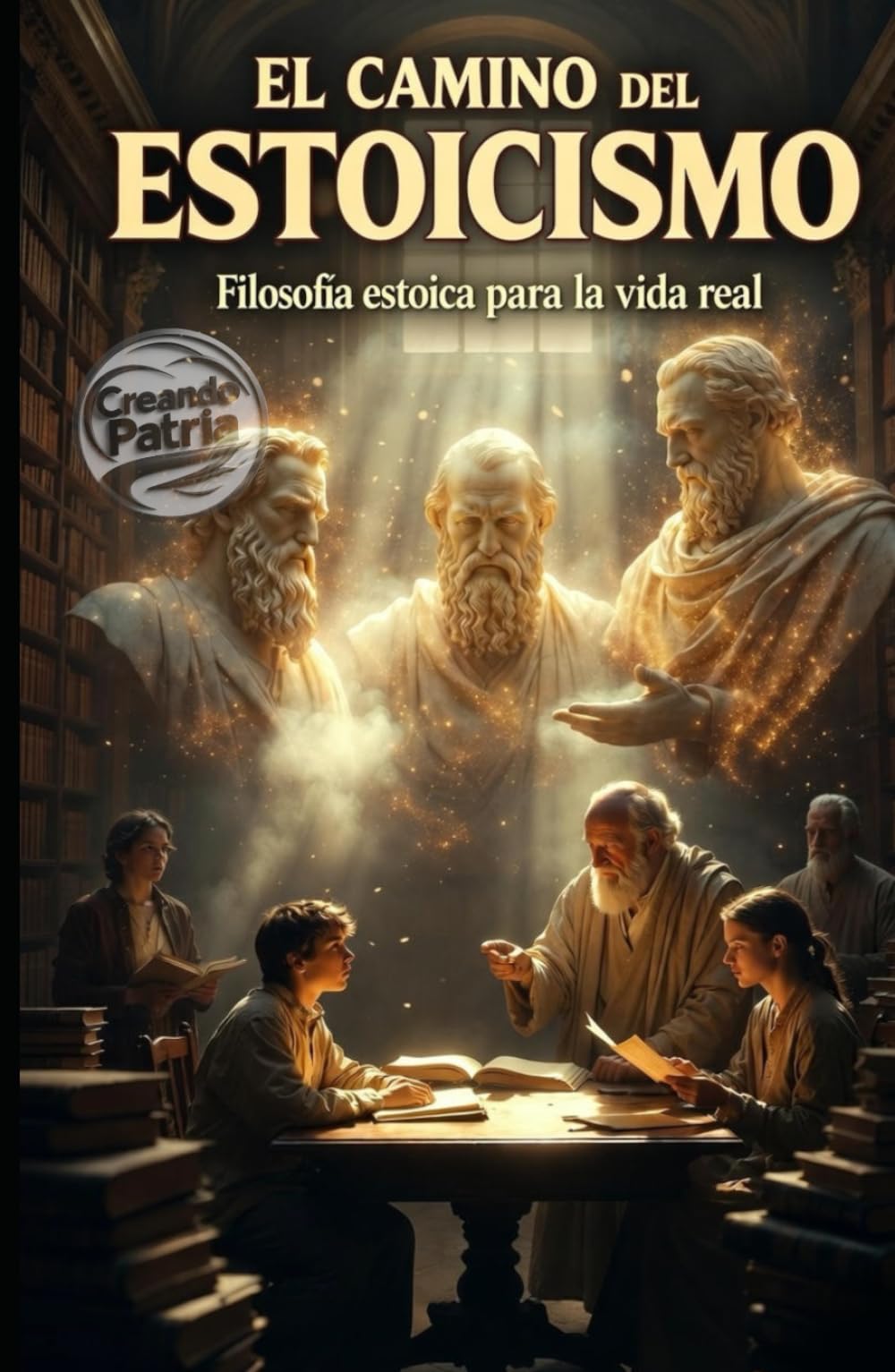 El Camino del Estoicismo: Guía Viva de Filosofía Estoica": "Una historia en una biblioteca donde un maestro explica quiénes eran los estoicos, qué es ... la sabiduría estoica en la vida cotidiana