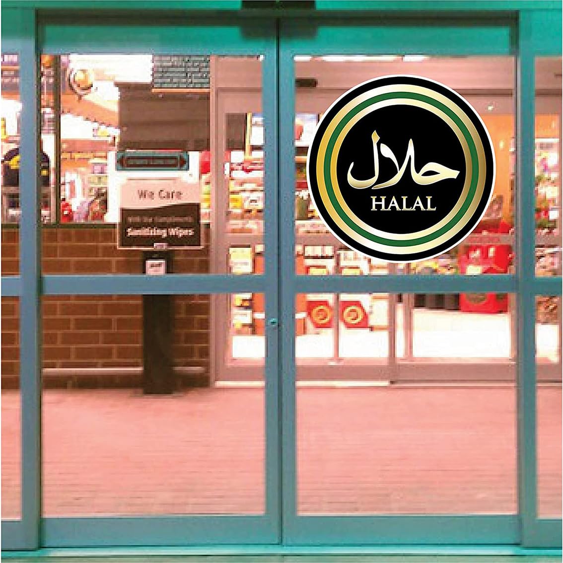 1 x Halal Vinilos de la Tienda de Carteles/Símbolos/Pegatinas 150 mm x 150 mm para Carniceros/Café/Takeaway