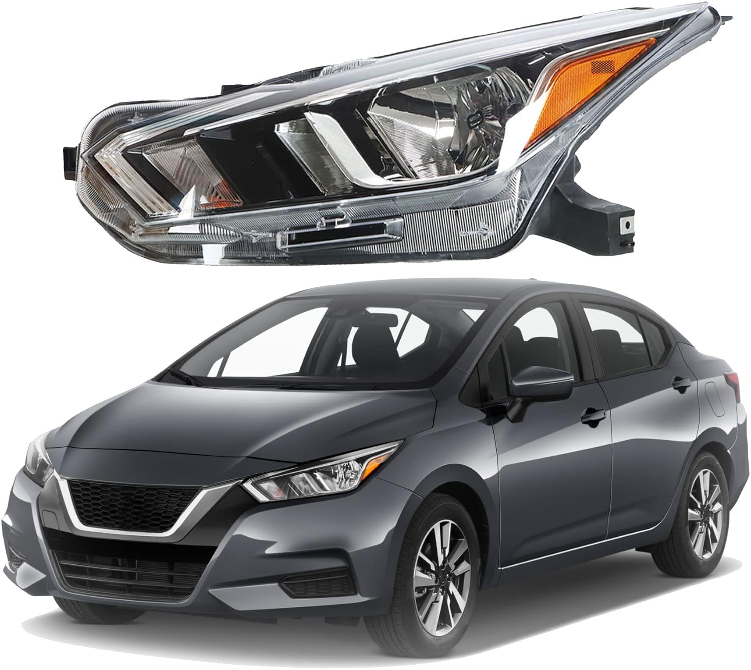 munirater Headlight Assembly Left Side Replacement for Versa 2020 2021 Halogen Headlamp Driver Side