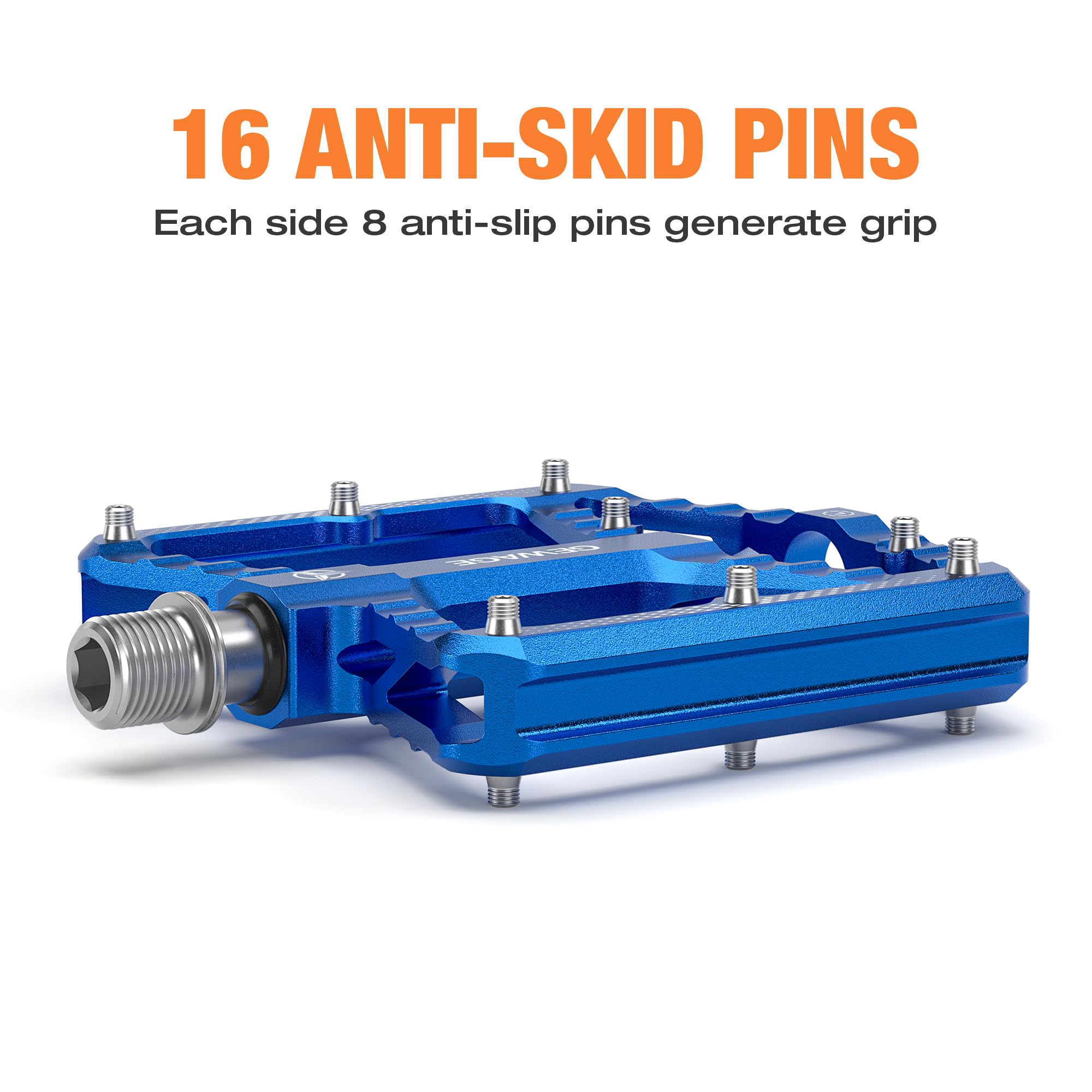 GEWAGE Pedales MTB – Aluminio mecanizado CNC, Gran Superficie de Apoyo,rodamiento de Agujas + rodamiento 638, Arenado & anodizado, Ideal para Mountain Bike & Gravel