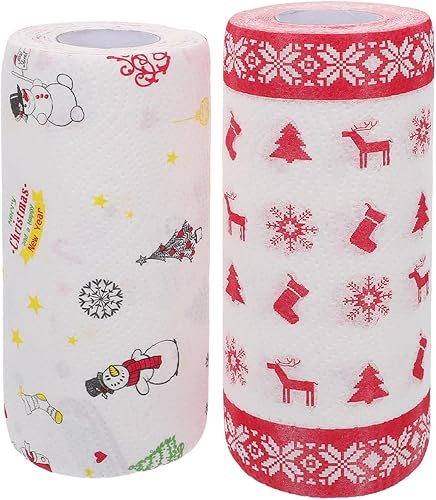 Toallas de papel de cocina de Navidad toallas de limpieza desechables, pañuelos de cocina de Navidad, toallas de mano altamente absorbentes para