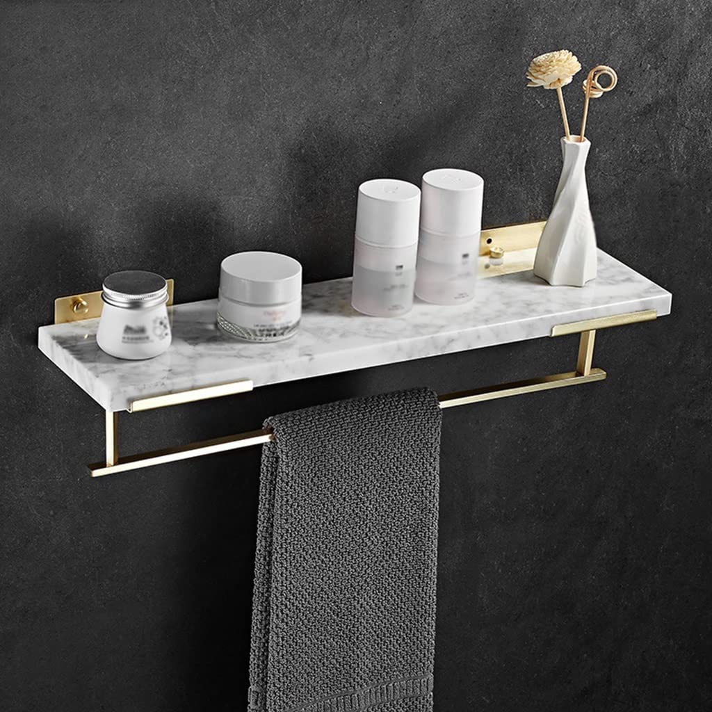 NPQPNAFC Bathroom Shelf Shower Caddy Marble Nordic Light Luxury Gold All-Copper Bathroom Towel Rack Wall-Mounted Bathroom Shampoo Organi