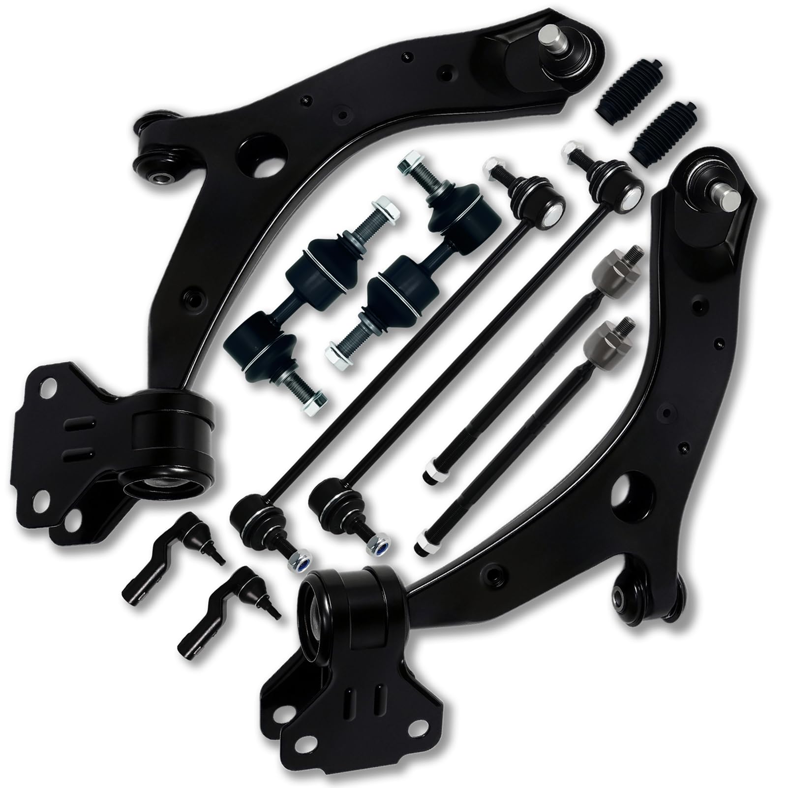 12Pcs Front Lower Control Arm Sway Bar Links Tie Rod End Kit Fit for 2010 2011 2012 2013 Mazda 3, 2010-2013 Mazda 3 Sport, K621270 K621271 ES800026 ES800025 EV800024