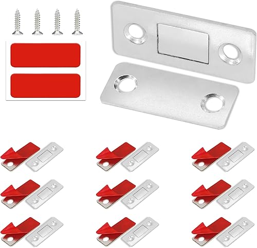 Miniatura 1 de Pestillo magnético para gabinete, paquete de 10 cierres magnéticos ultrafinos para puerta de gabinete, imanes adhesivos para armario de cocina,