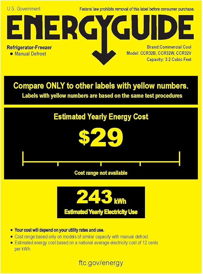 Commercial Cool CCR32W Compact Single Door Refrigerator and Freezer, 3.2 Cu. Ft. Mini Fridge, White on Fridge.com