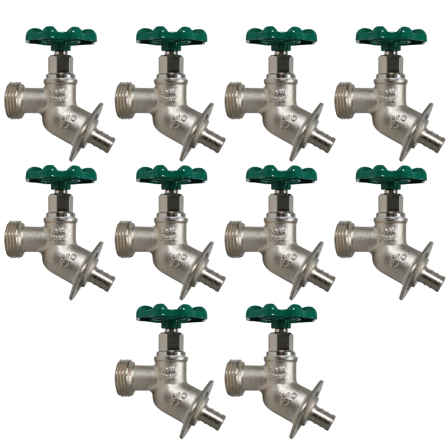 XFITTING 1/2 Zoll Pex X 3/4 GHT Schlauchverbinder Sillcocks, GHT (Gartenschlauchgewinde), zur Verwendung mit Wasser oder Öl, Crimpverschraubungen, Messing, Pex B, 10 Stück