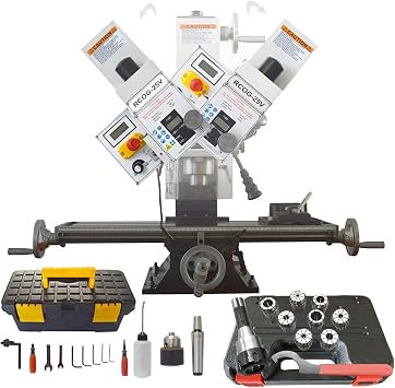 INTSUPERMAI Mini Milling Machine R8 Benchtop Precision Mill Drill Machine 7"X27" Hobby Micro Feed Milling Machine 50-2250rpm Variable Speed 1100W Brushless Motor for Metal/Wood/Plastic Working 110V
