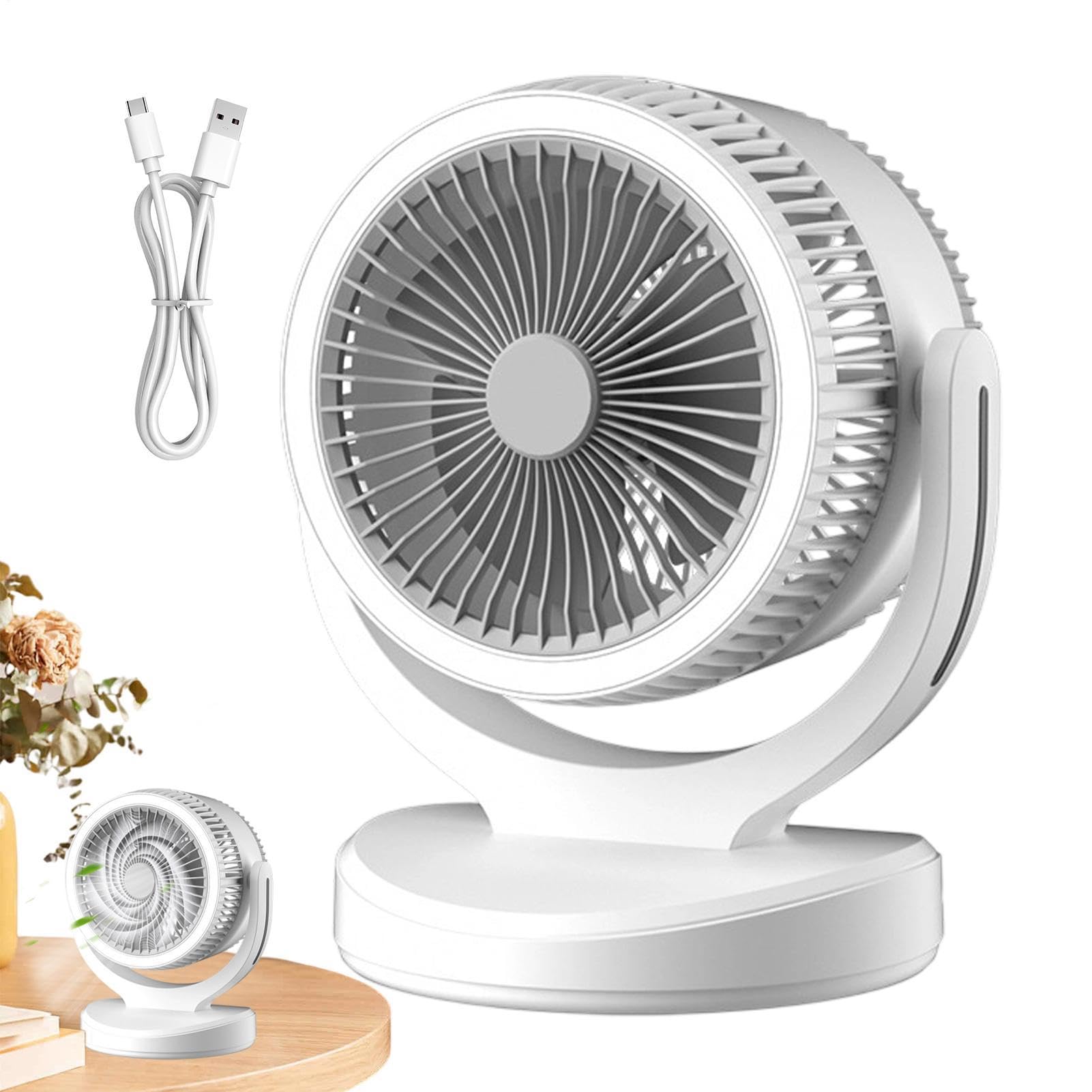 Ventilatori da tavolo per la camera da Portatile 2400mAh Ricaricabile 3 | Elettroventilatore Per Tavolo Raffreddante Adulti, Soggiorno, Casa, Appartamento, Ufficio, Studio, Uso