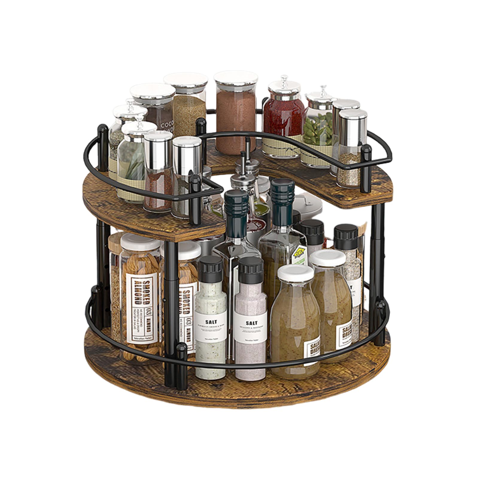 Organisateur à épices Lazy Spice Shelf,à deux étages,rondeur