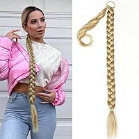 Vista 21 de Extensiones de cabello sintético de 32 pulgadas de largo trenzadas para mujer, extensiones de cabello lacio envolvente con banda para el cabello