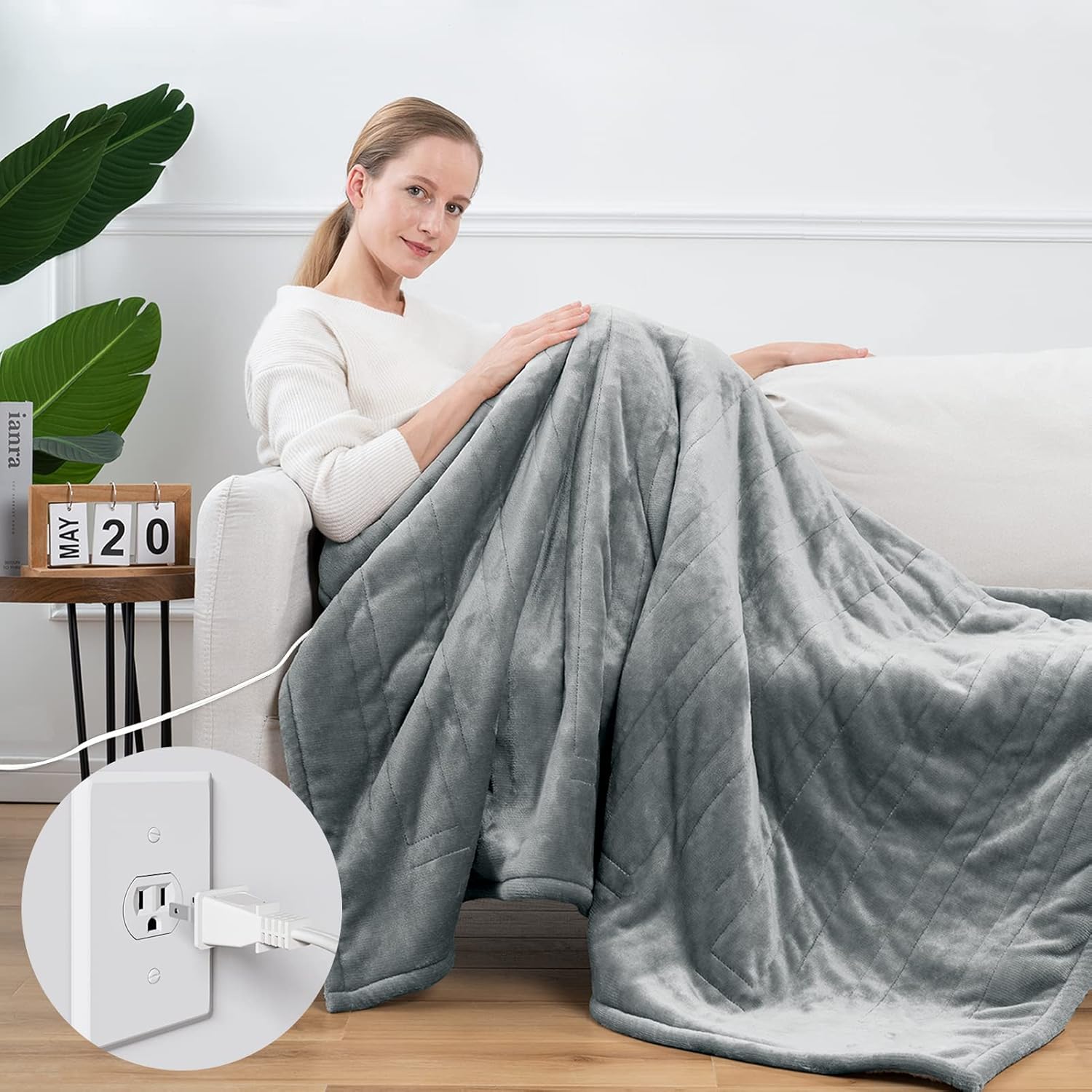 Review APPOLYN Electric Throw Heated Blanket 50” x 60'', 10 Heating Levels & 112 Hours AutoOff