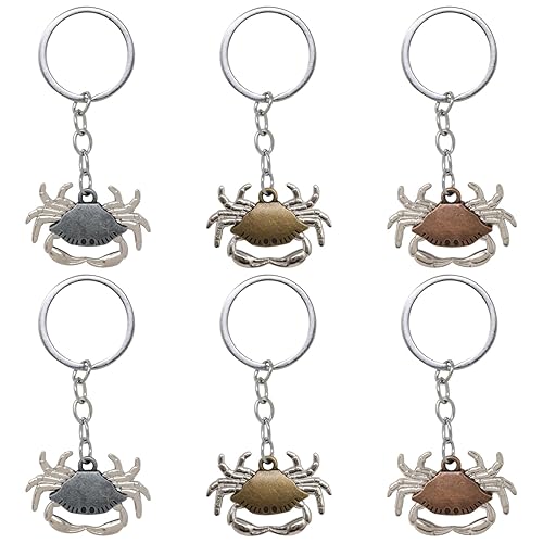 Honbay 6PCS Alloy Crab Keychains Fashion Animal Crab Key Rings