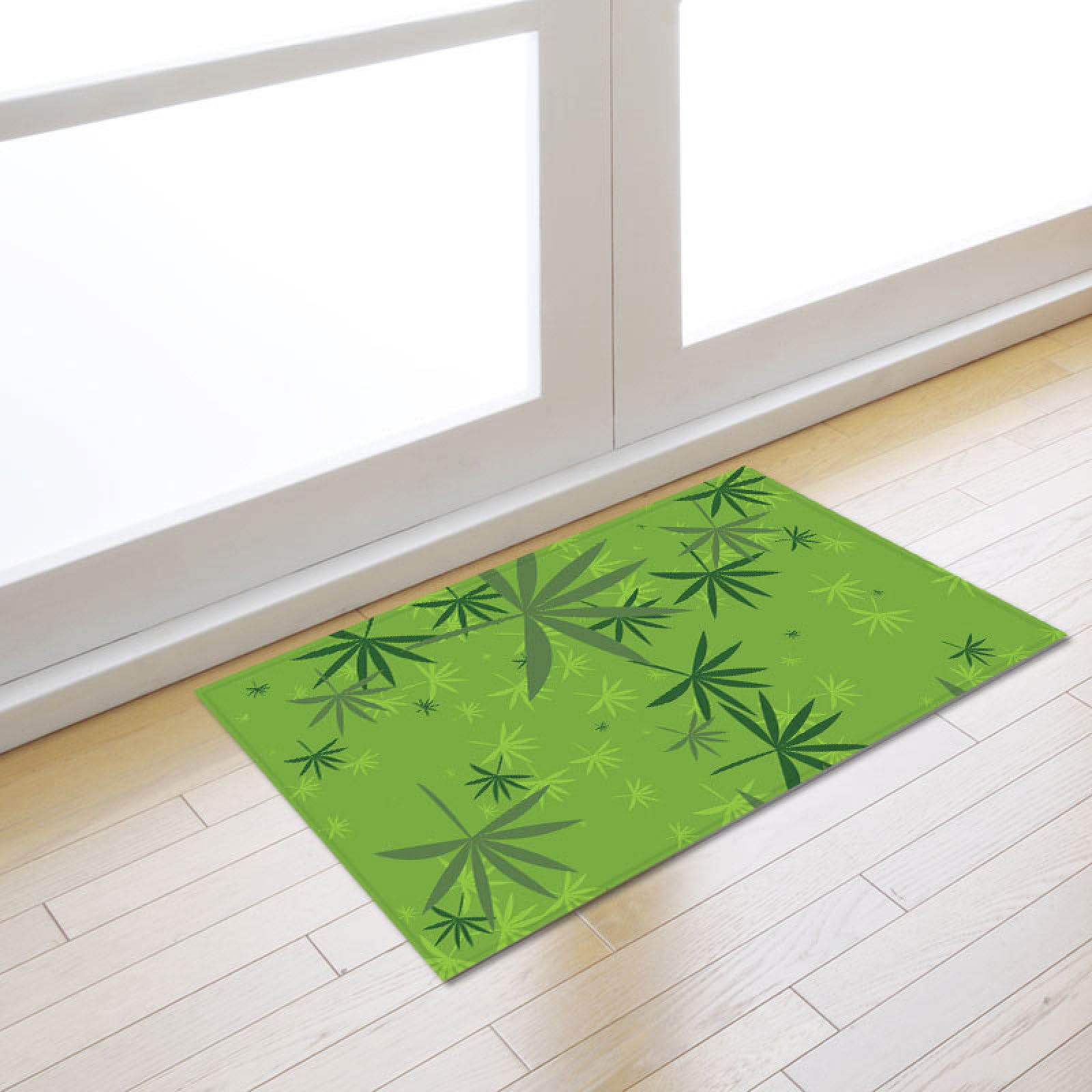 Felpudo Entrada Casa Hoja De Arce Verde Alfombra Salon Lavable Alfombra Entrada Casa Exterior Poliéster Felpudo Exterior Lluvia Suave Alfombras de Habitacion Salon Antideslizante Tapete 100x150cm