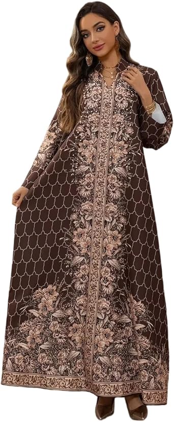 Muslim Dress Women Abaya for Eid Party Dresses Arab Long Robe Print Dubai Morocco Kaftan Jalabiya