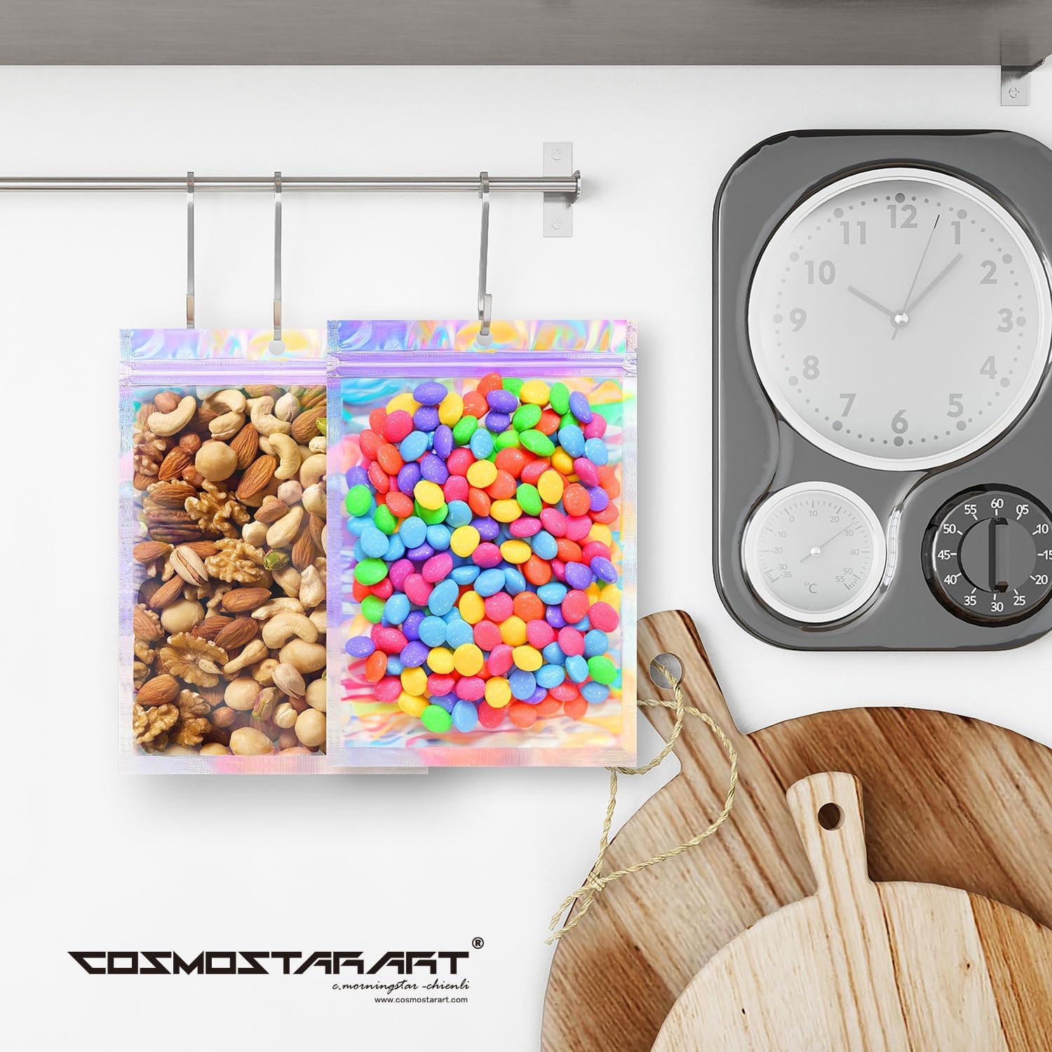 50 Pack Holographic Resealable Bags, Clear Front Mylar Ziplock Pouches for Multipurpose Storage (6"x9"-50 pcs) image 4