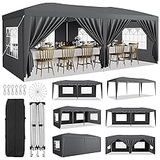 10x20 Heavy Duty Pop Up Canopy Tent with 6 Removable Sidewalls, Easy Up Commercial Canopy Tents for Parties, Large Outdoor Canopies with 3 Adjustable Heights, Stakes X18, Ropes X6,White