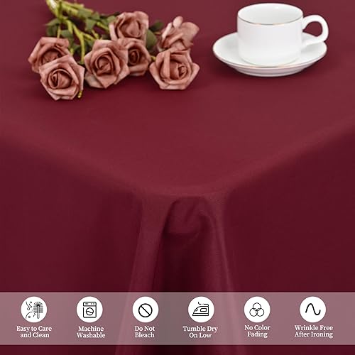 Miniatura 70 de Paquete de 4 manteles redondos blancos de 120 pulgadas – Mantel circular de poliéster para mesa redonda, resistente a las manchas y a las arrugas