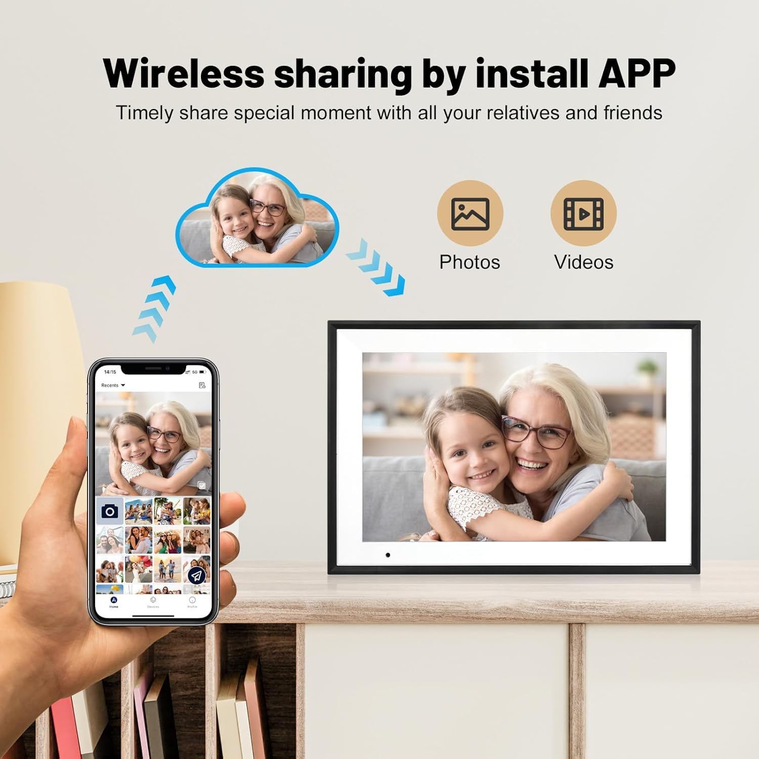 Cornice per foto digitale da 10,1 pollici con 32 GB di memoria, cornice digitale con touchscreen Full HD 1280 * 800 IPS, WiFi Smart Frame Condividi foto e video istantaneamente da qualsiasi luogo