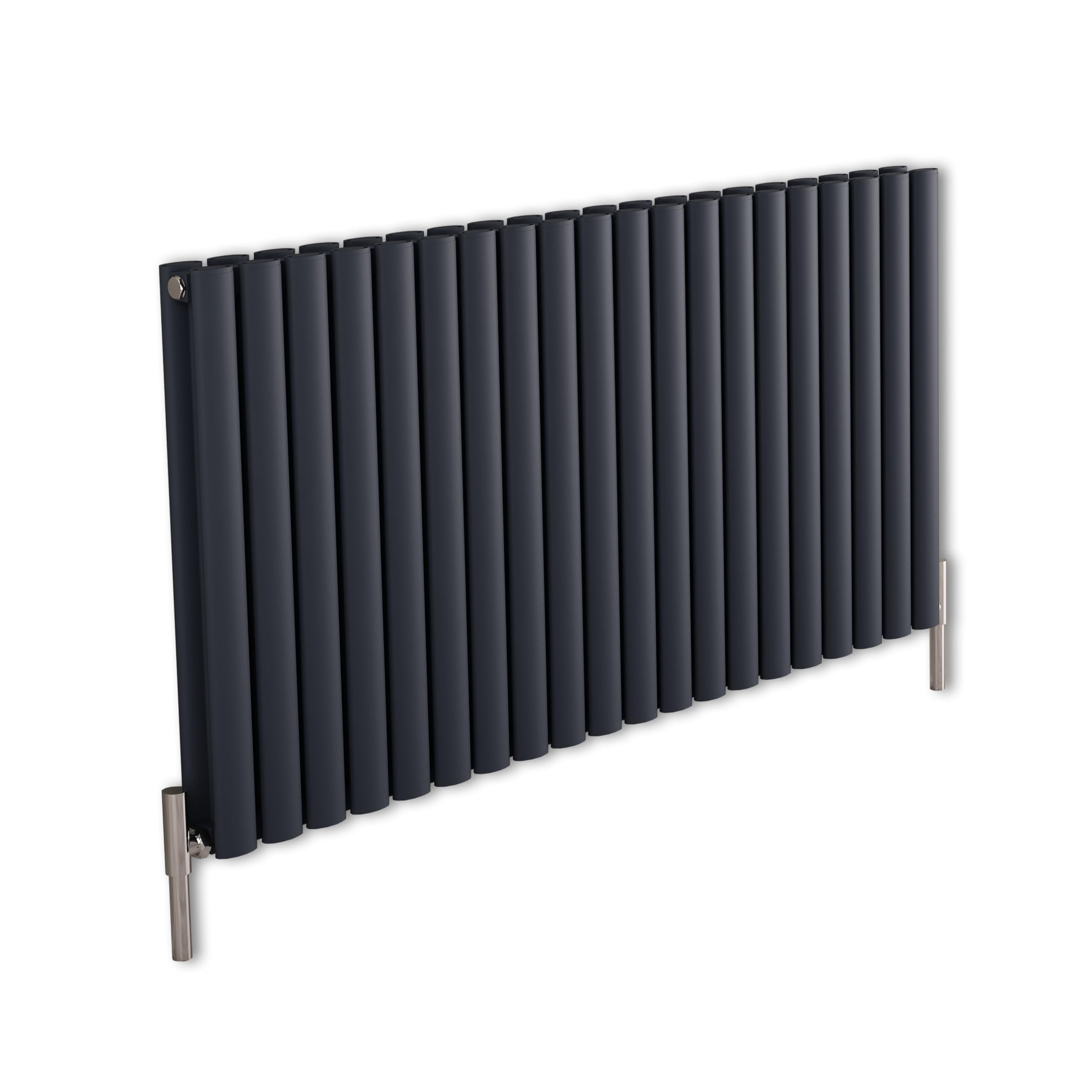 Milano Anthracite Aruba Horizontal Double Oval Panel Aluminium Radiator - 600Mm X 1200Mm