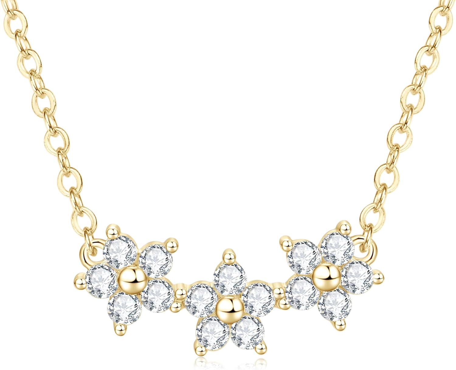 3-Star Moissanite Pendant Necklace, 0.45cttw D Color VVS1 Lab Created Imitation Diamond 14K Gold Plated Star Pendant for Women Wife Birthday Jewelry Gifts