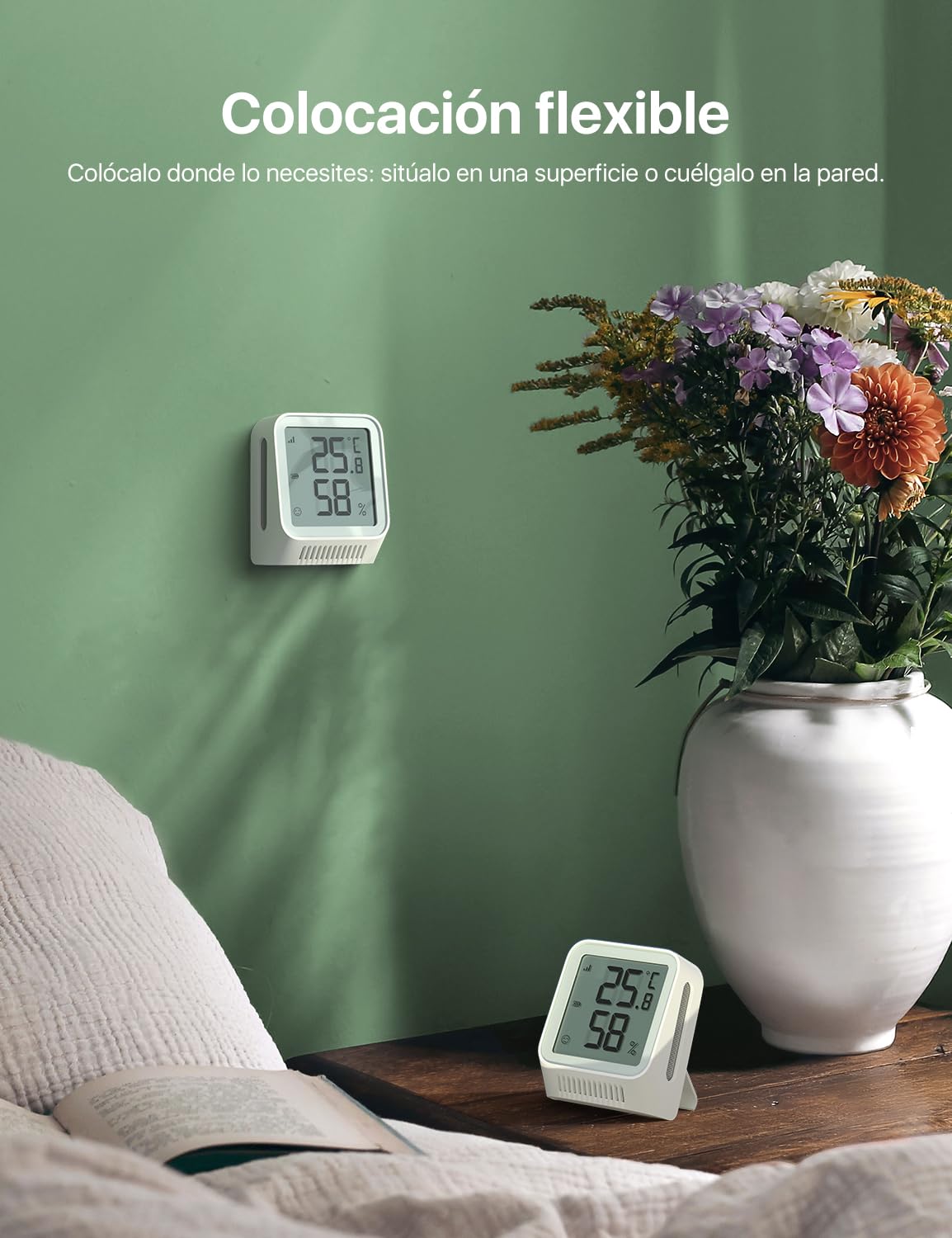 X-sense Termómetro digital con higrómetro interior, WIFI mini termómetro con aplicación X-Sense App, zona de confort adaptada, indicador sonriente, 3 sensores y 1 estación base, Kit STH0A31