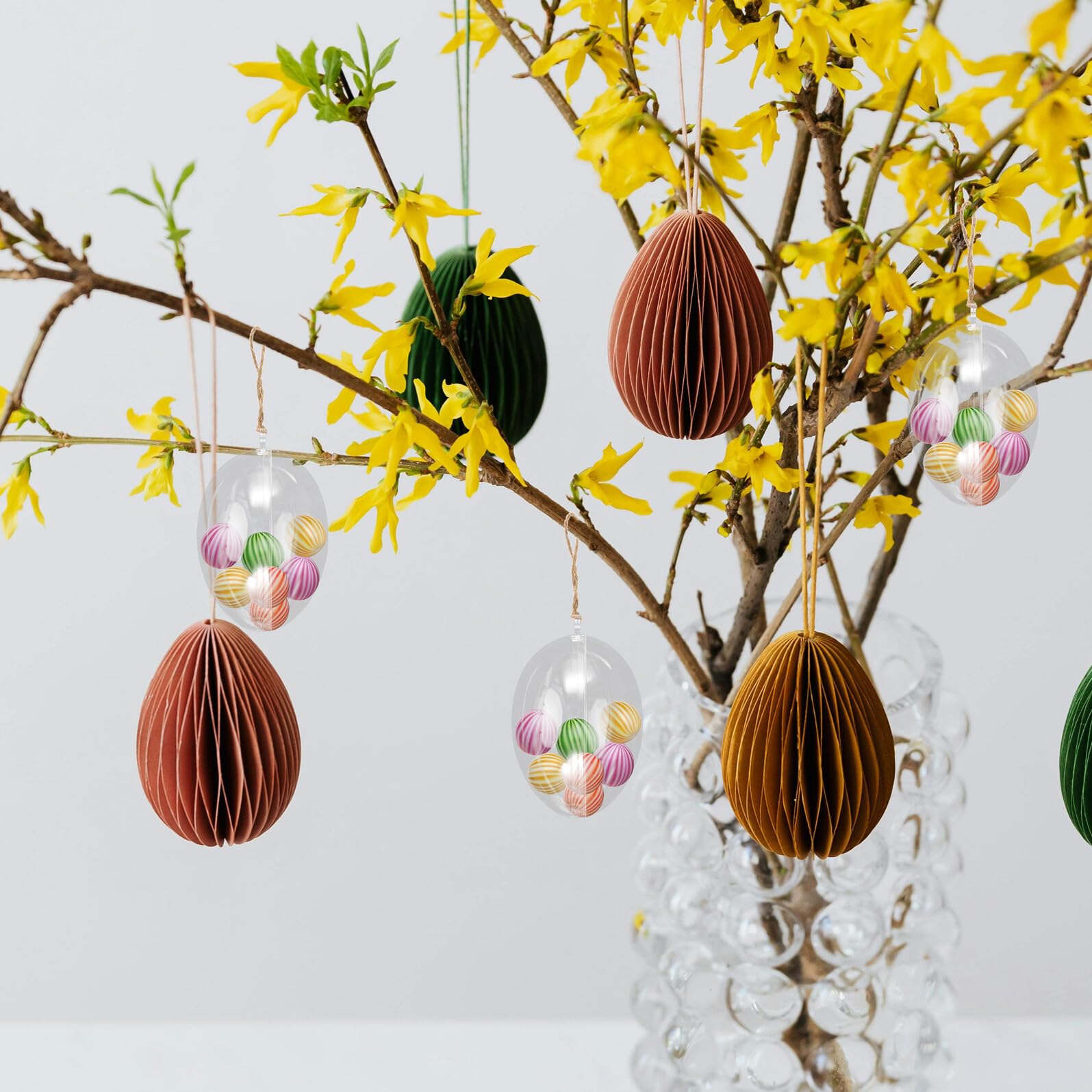12 Piezas Bolas de Plástico Transparente Forma de Huevo Adornos Rellenable DIY para Decoración Colgante de Árbol de Navidad y Pascua Cajas de Dulces para Bodas y Fiestas