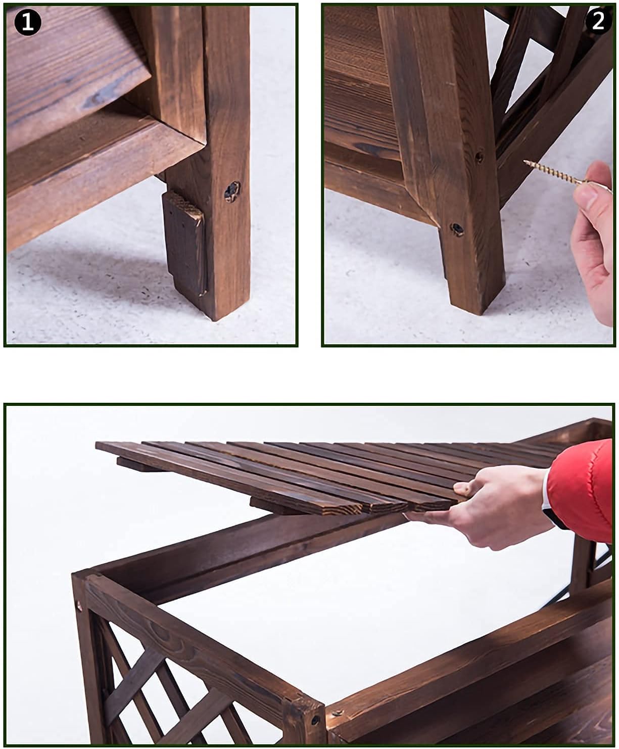 Air Conditioner Cover,Wooden air Conditioner Cover Outdoor Wooden Air Conditioner Rack, Grid Anti-Corrosion Wooden Air Conditioner Outer Cover Louvered, Solid Wood Air Conditioner Flower Stand