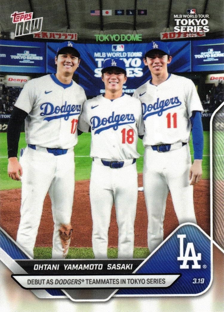 2025 Topps Now #7 Shohei Ohtani Yoshinobu Yamamoto Roki Sasaki Dodgers Baseball Card from Sasaki's Rookie Season