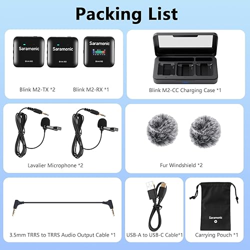 Miniatura 9 de Saramonic Blink M2 - Micrófono inalámbrico Lavalier para cámaras, grabación integrada, rango de 656 pies, duración de la batería de 12 horas,