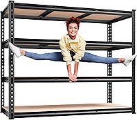 Vista 12 de REIBII Estantería de garaje de 48" de ancho, estantes de almacenamiento de 3020LBS, estantes de 5 niveles, estante resistente para garaje ajustable