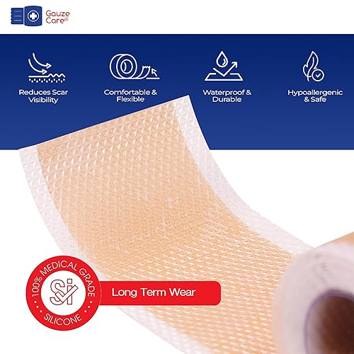 Miniatura 2 de GauzeCare - Cinta de silicona para cicatrices, rollo de 1.6 x 120 pulgadas, de grado médico, reutilizable, cinta de silicona profesional para