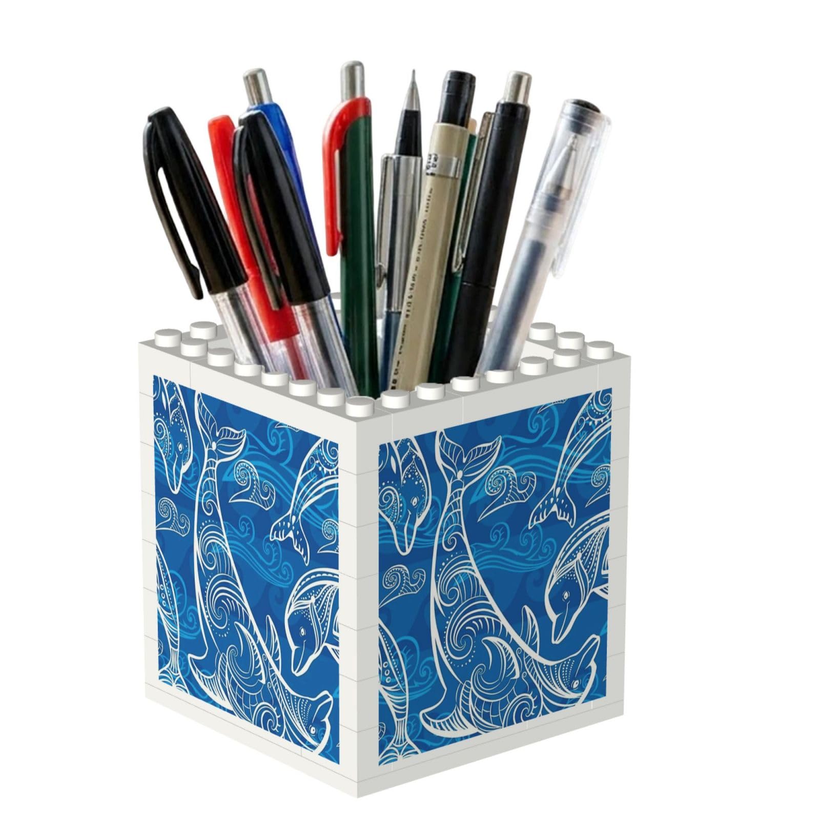 Poadnly Magical Dolphin, Pen Pot Pencil Holder for Office Home School, Compact Desk Organiser for Office Stationery