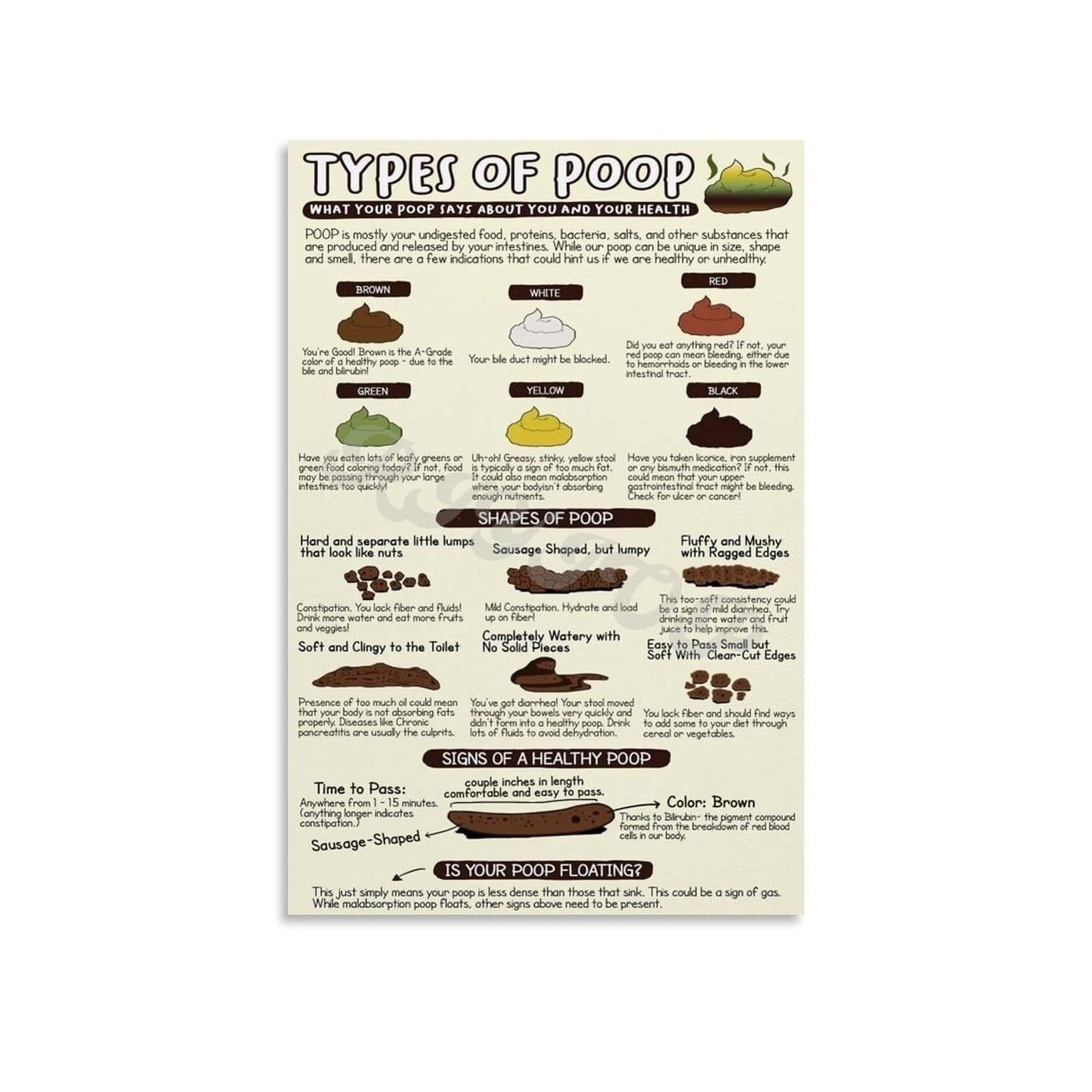 ZDVHOMCB Understanding Bristol Stool Scale Stool Consistency Classification Constipation Diarrhea Guide Metal Wall Sign for Doctor Office Toilet Decor 8 X 12 inch