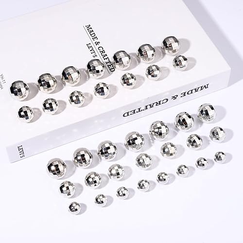 Miniatura 5 de 100 cuentas de bola de discoteca para hacer joyas, dijes reflectantes de bola de espejo para pulseras, collares, aretes, manualidades, accesorios de