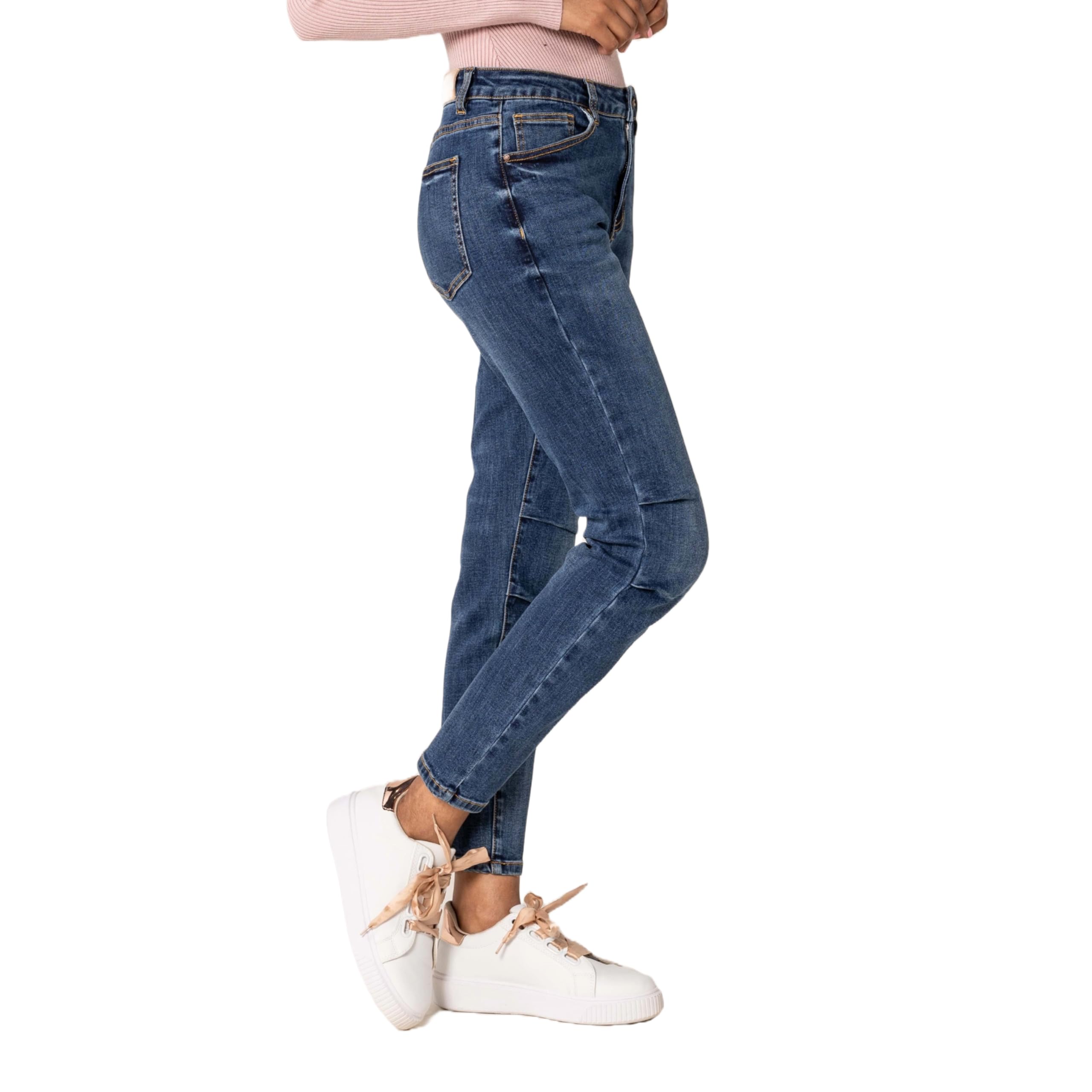 Nina Carter Damen Boyfriend Jeans High Waist MOM Jeans Parachute Style Used-Look Waschungseffekt