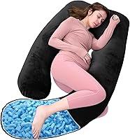 Vista 9 de Almohada corporal de espuma viscoelástica triturada, almohadas de embarazo para dormir, almohada de maternidad para mujeres embarazadas, almohada