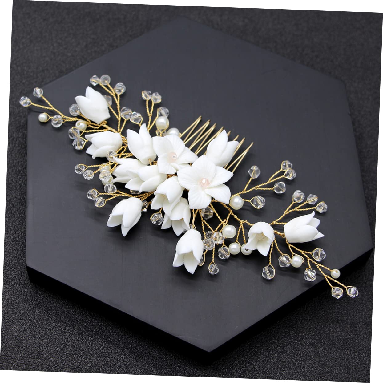 3pcs Flower Hair Comb Bridal Headdress Pearl Crystal Jewelry for Wedding Half Updo Decor