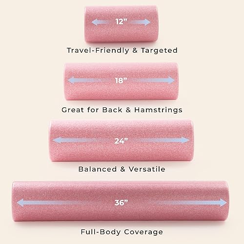 Miniatura 7 de Sunny Health & Fitness Rodillo de espuma de alta densidad de 12" a 36", para estiramiento y recuperación muscular - Negro, azul, rosa