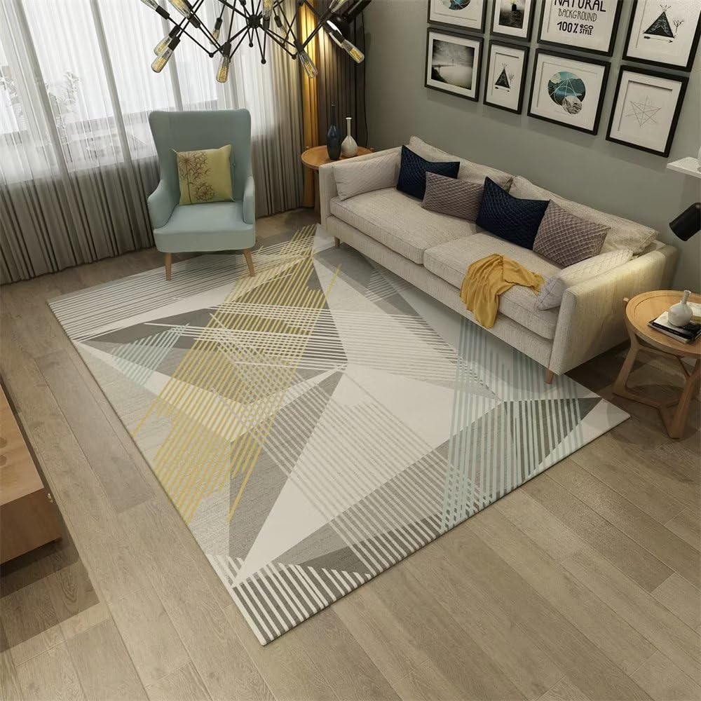Tapis salon design moderne au motif géométrique triangulaire personnalisé