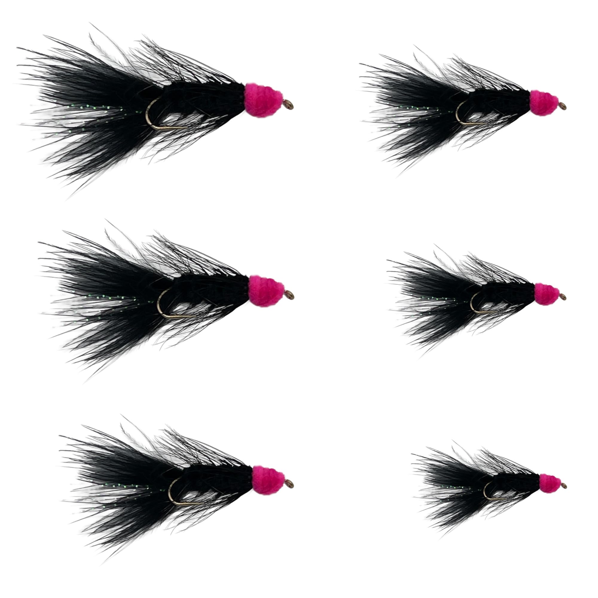 Feeder Creek Egg Sucking Leech Flies - 12 Pack Streamer Fly Assortment for Trout, Steelhead & Salmon - Egg Sucking Leech with Red Head