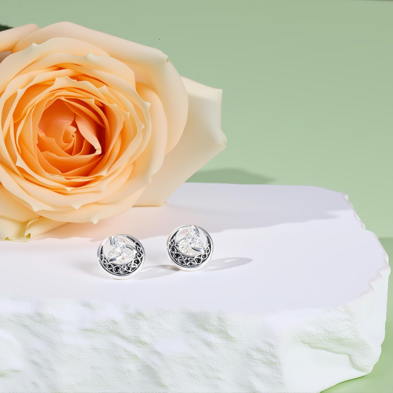 925 Sterling Silver Celtic Triquetra Witch Trinity Knot Earrings for Women