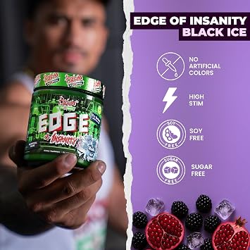 Psycho Pharma Strongest High Stim Preworkout Powder - Edge of Insanity - Most Intense Pre Workout Supplement for Pumps, Strength, Energy and Feel Good Focus. Rivals Famous PWOs of The Past