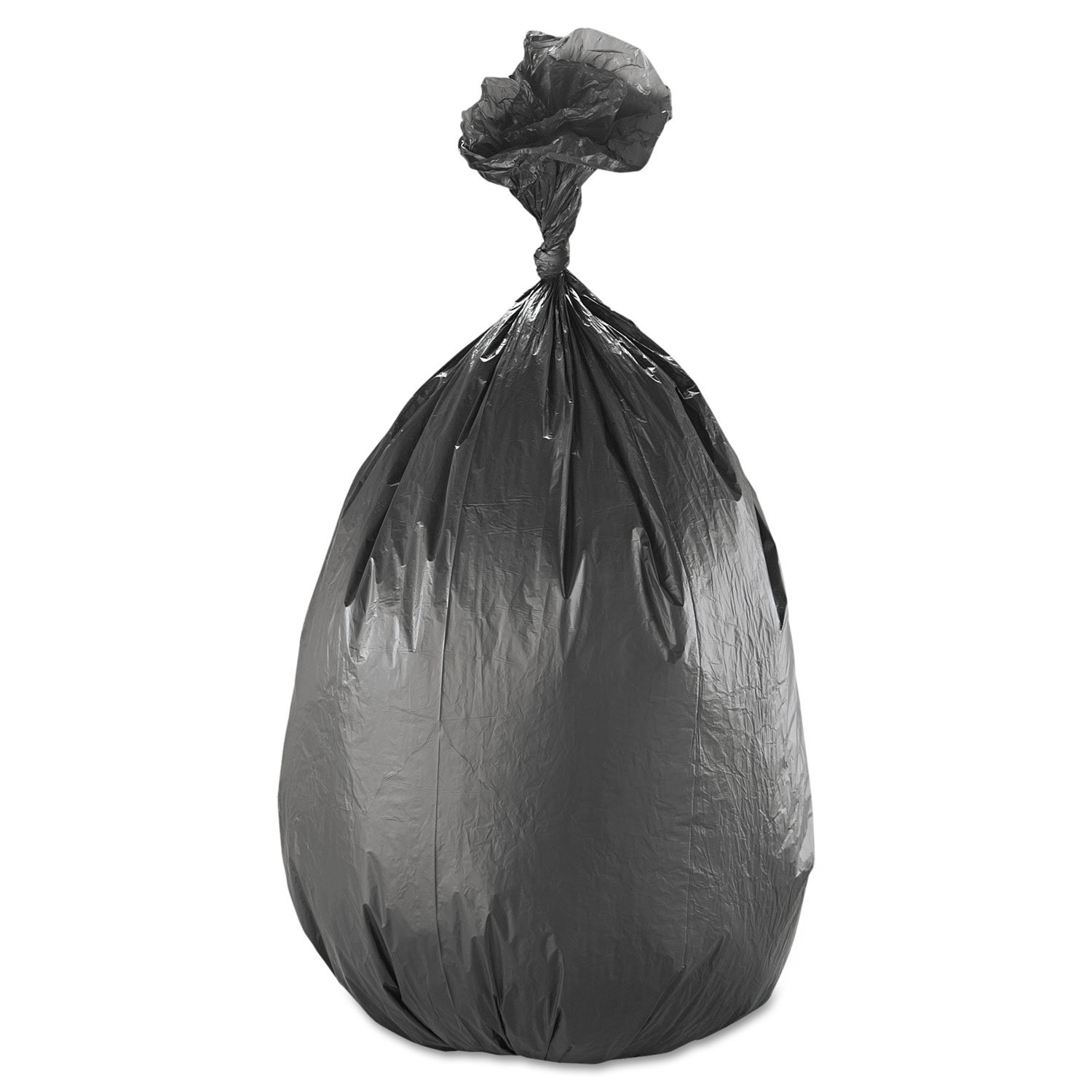 Inteplast Group High-Density Interleaved Commercial Can Liners, 60 gal, 17 microns, 38" x 60", Black, 25 Bags/Roll, 8 Rolls/Carton