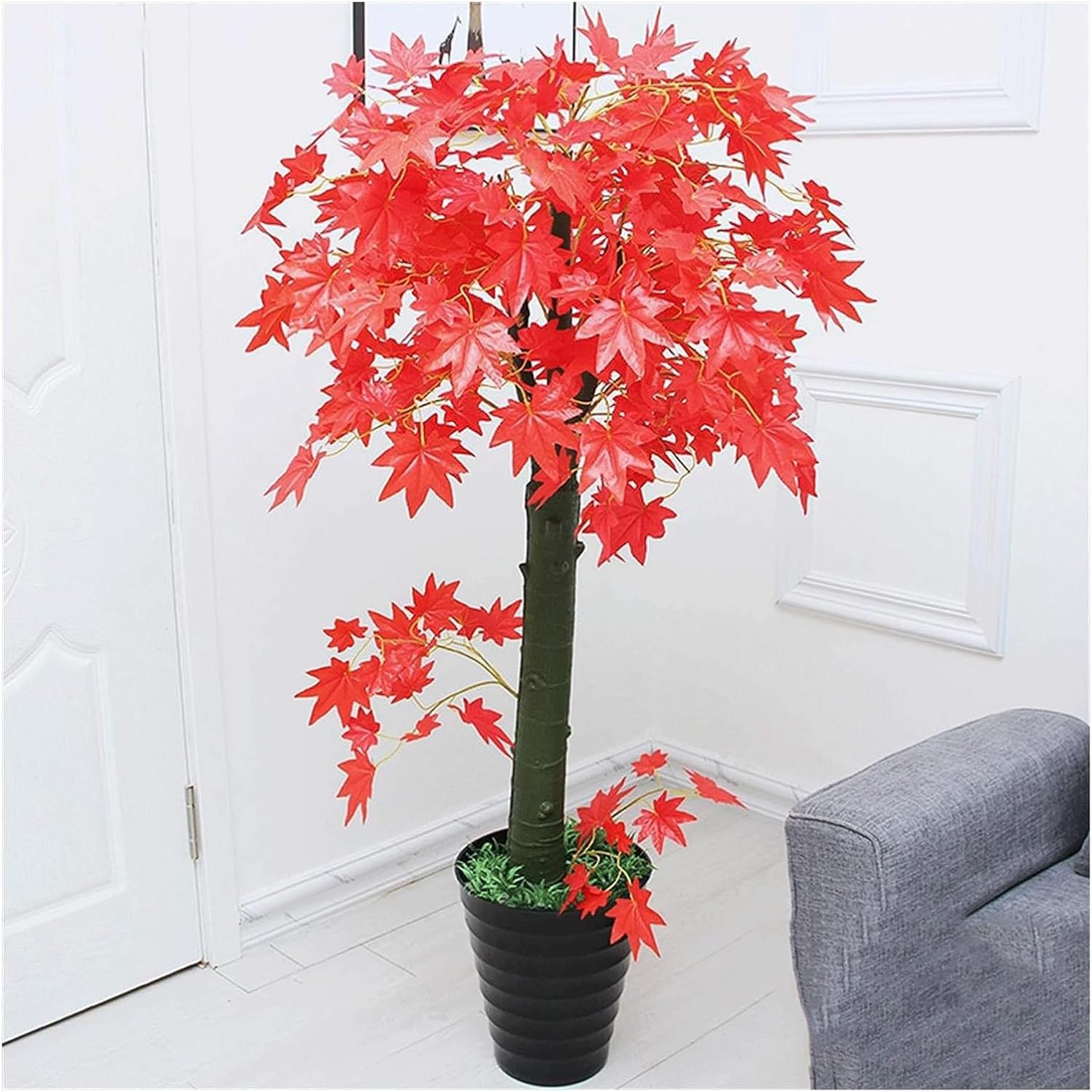 HCZKIUJY Large Artificial Trees 150cm Floor Standing Fake Tree Realistic Artificial Maple Tree Fake Plant Artificial Bonsai Faux Tree