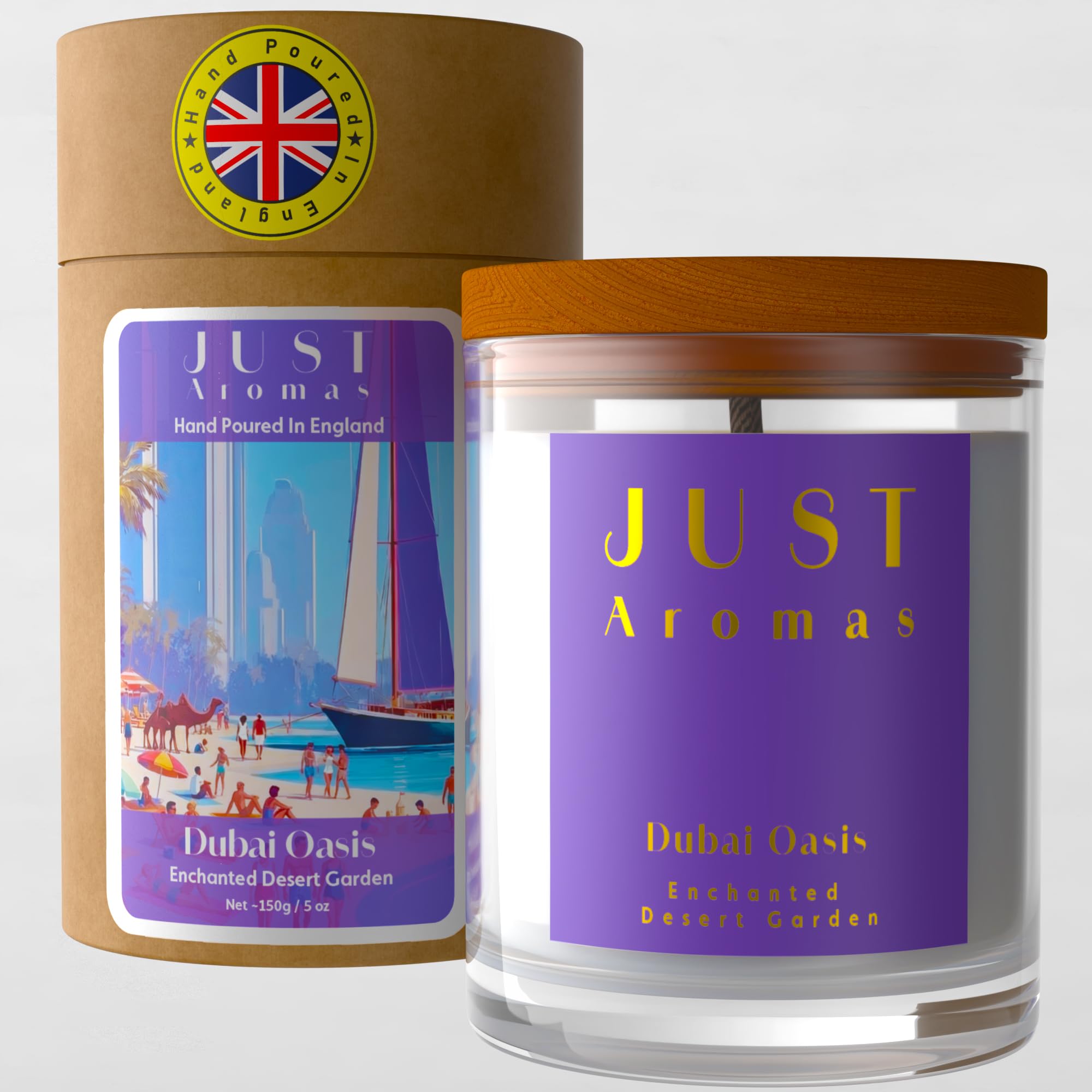 A2z Fire Women's White Dubai Oasis Luxury Scented Candle - Floral Jasmine, Ylang Ylang, Rose, Cedarwood, Patchouli & Musk - Candle Gift For
