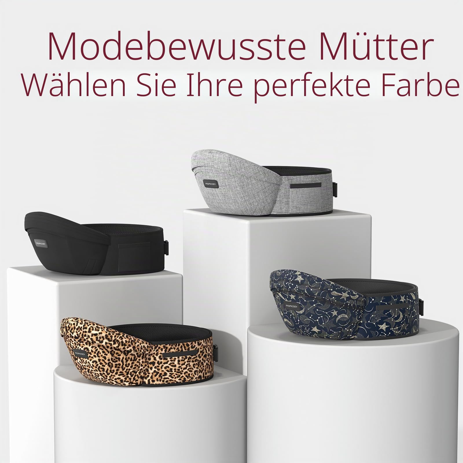 Momcozy Hüftsitz Babytrage - Verstellbarer Bund mit Original 3D Bauchschutz & EVA Massagebrett, Ergonomische Tragetasche mit verschiedenen Taschen für Neugeborene & Kleinkinder bis 20.4 kg (Grau,