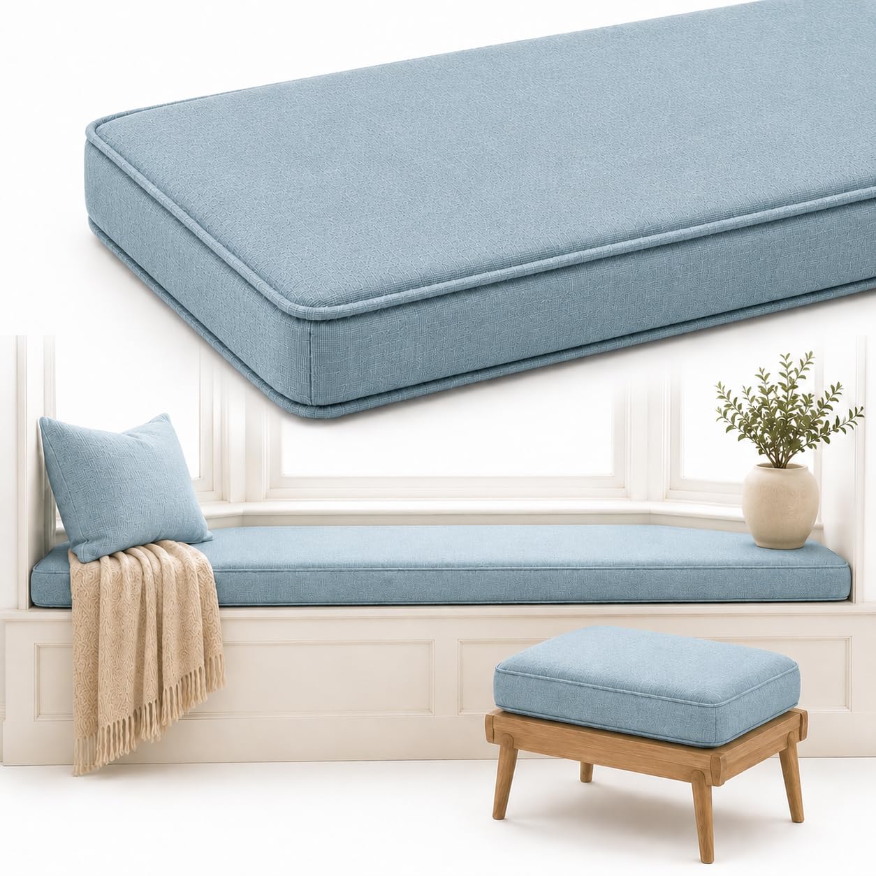 AZMAHT Window Seat Cushion, Non-Slip Indoor Bench Pad