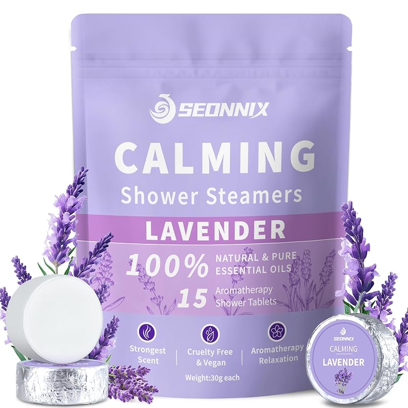 Bombas de banho SEONNIX com óleo essencial de lavanda, Pacote com 15