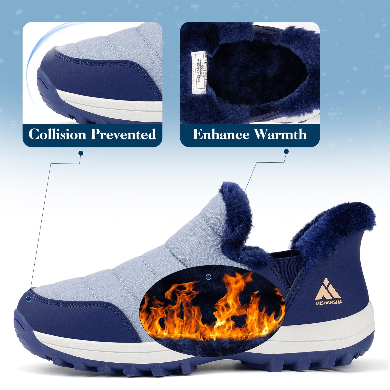 Mishansha Scarpe Invernali da Donna Foderate Antiscivolo Stivali da Neve, Taglie 36-42