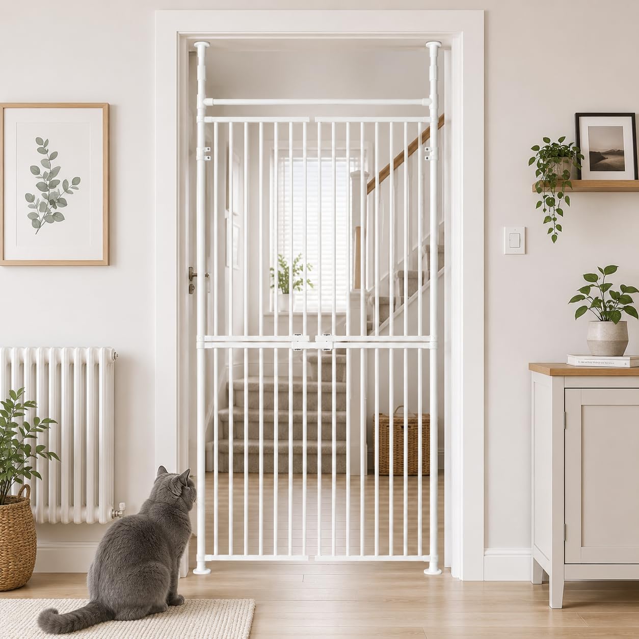 Extra Tall Pet Gate 190 cm,Adjustable Width 93-100cm Metal Cat Gate
